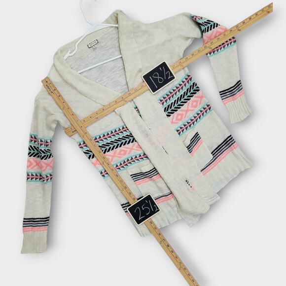 Eyeshadow Cream Cardigan with Pink and Teal Stripes - Picture 4 of 13